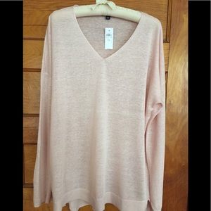 Ann Taylor v-neck linen sweater size XL